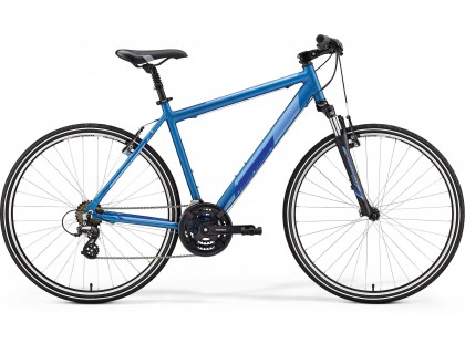 Велосипед Merida CROSSWAY 10-V XS (44cм) SILK SEA блакитний (сріблястий / темний блакитний) | Veloparts