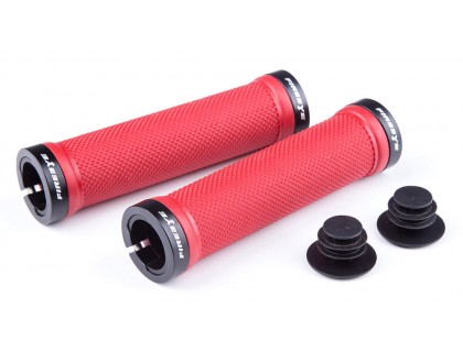 Ручки керма FireEye Goosebumps-R 128 мм з замками червоний | Veloparts