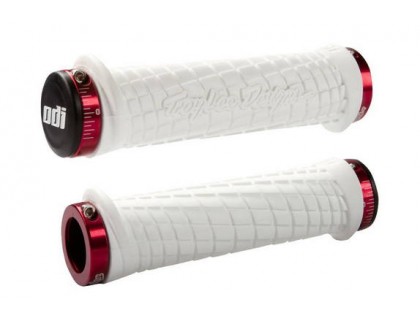 Грипсы ODI Troy Lee Designs Signature MTB Lock-On Bonus Pack White w / Red Clamps | Veloparts