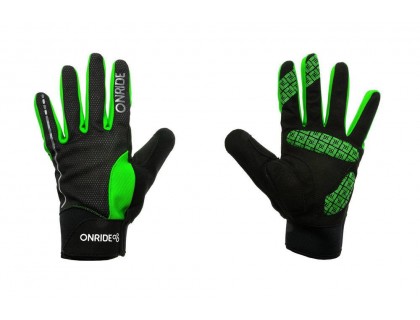 Рукавички ONRIDE Pleasure довгі пальці чорний/зелений XS | Veloparts