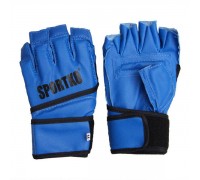 Перчатки с открытыми пальцами кожвинил Sportko XL синие