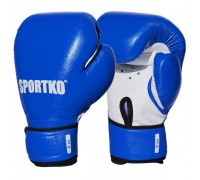 Боксерские перчатки SPORTKO кожвиниловые+спортткань 8 унц синие