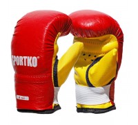 Боксерские перчатки SPORTKO кожвиниловые+спортткань 4 унц красные
