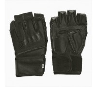 Перчатки с открытыми пальцами кожвинил Sportko M черные