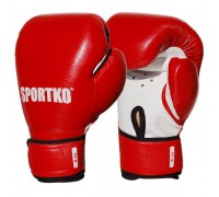 Боксерские перчатки SPORTKO кожвиниловые+спортткань 8 унц красные