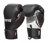 Боксерские перчатки SPORTKO кожвиниловые+спортткань 8 унц черные