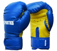 Боксерские перчатки SPORTKO кожвиниловые+спортткань 6 унц синие