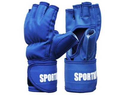 Битки с открытыми пальцами кожвинил Sportko M синие | Veloparts