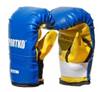 Боксерские перчатки SPORTKO кожвиниловые+спортткань 4 унц синие