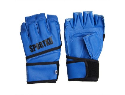 Перчатки с открытыми пальцами кожвинил Sportko L синие | Veloparts