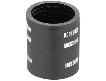 Набір проставочних кілець RockShox UD Carbon (2x2.5мм, 1x5мм, 1x10мм, 1x20мм) глянцевий чорний з лог | Veloparts