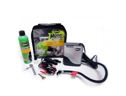 Ремкомплект для мотопокрышек MOTO Power Sport (Герметик + воздушный компрессор), Slime | Veloparts