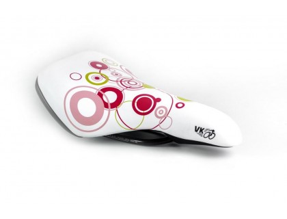 Сідло Velo VL-5062 білий / рожевий логотип VK | Veloparts