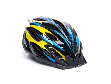 Шлем ONRIDE Grip глянцевый черный / желтый / голубой L (58-61 см) | Veloparts