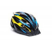 Шлем ONRIDE Grip глянцевый черный / желтый / голубой M (55-58 см)